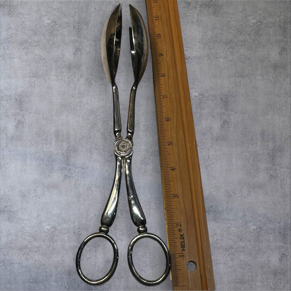Vintage Silverplate Salad Tongs EP Zinc Alloy 10" Serving Utensil - Picture 2 of 7